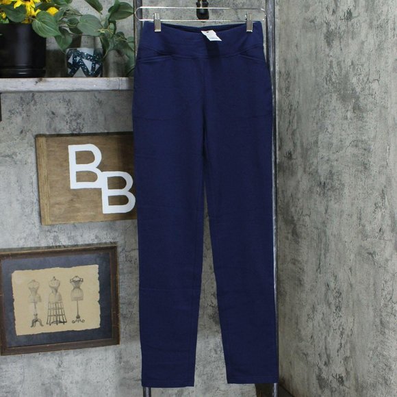 NWT French Terry Straight Leg Pants XXS Navy Blue - Picture 2 of 5